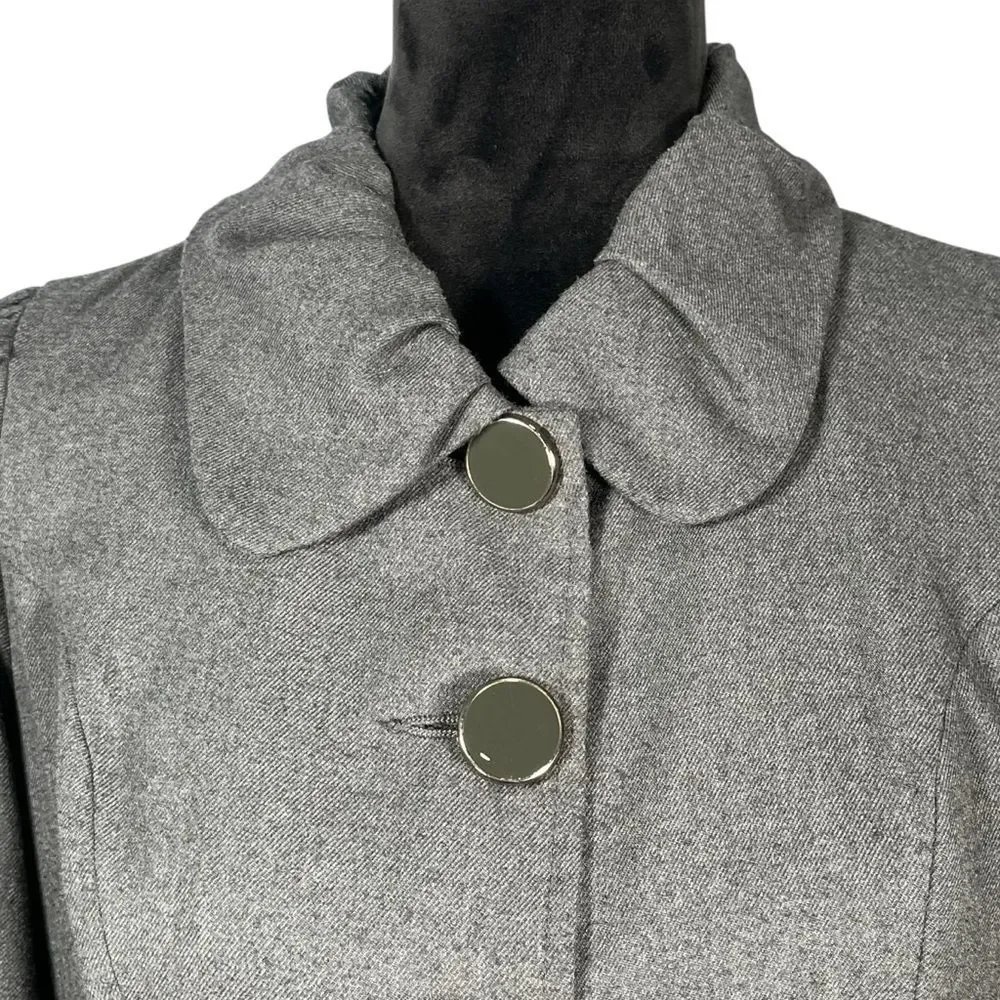 Forever 21 Gray Jacket Fit Flare Coat Steampunk Whimsygoth Puff Balloon Sleeve